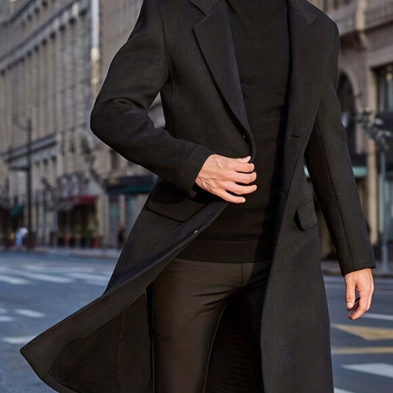 Stylish Single Breasted Retro Trench Coat - Semi-Formal, Water-Resistant, Classic Lapel, Adjustable Cuffs, Two Side Pockets - Perfect for Fall Winter Business, Daily Life, and Outdoor Activities