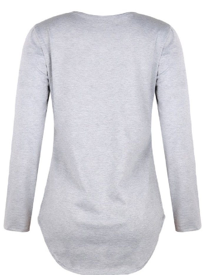 Autumn/Winternew Style Solid Color V-Neck Strapped Loose Top