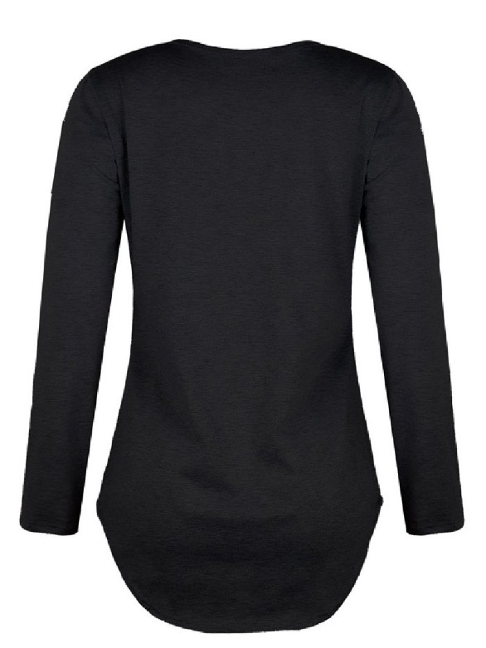 Autumn/Winternew Style Solid Color V-Neck Strapped Loose Top