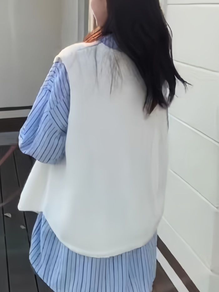 Chic Knit Sweater Vest for Women - Casual Solid Color, Crew Neck, Stretch Fabric, Perfect for Fall\u002FWinter