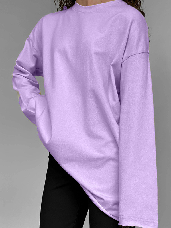 Solid Color Long-Sleeved Baggy Top