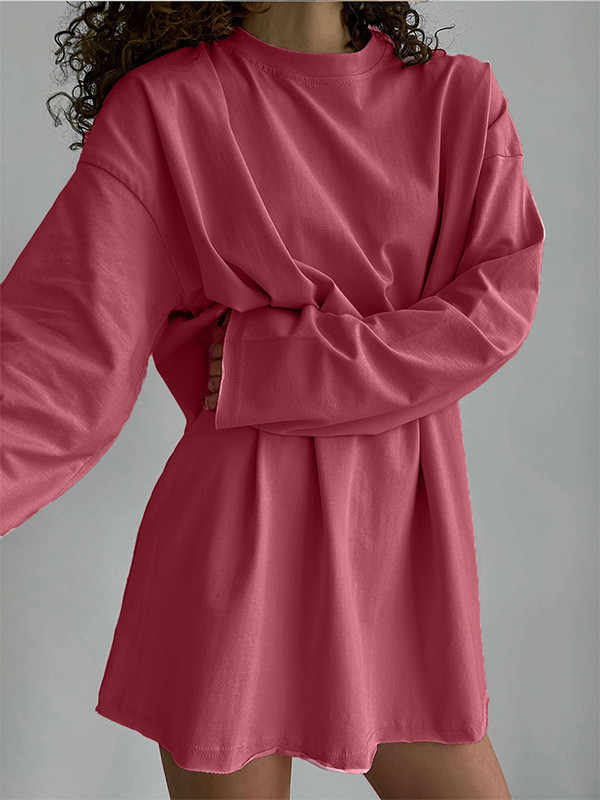 Solid Color Long-Sleeved Baggy Top