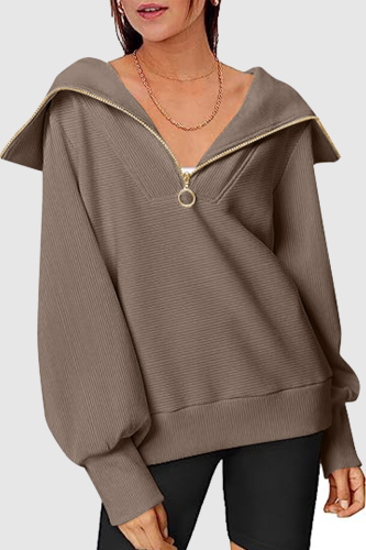 Casual Street Zipper Turndown Collar Hoodies(6 Colors)