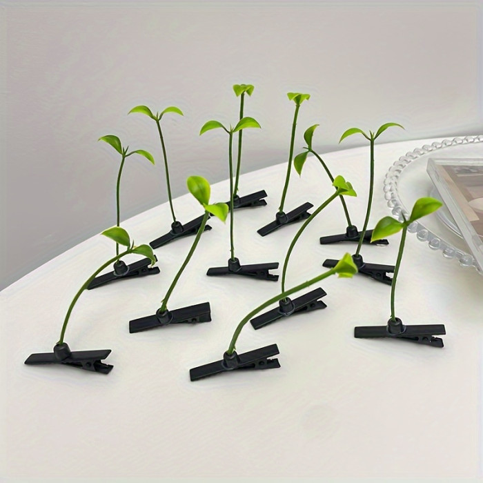 20pcs Plant Sprout Shaped Hair Clips - Green Bean Sprout Hairpins for Wedding, Bridal Shower, Birthday, and Graduation - Novelty Plastic Botanical Clamps for Christmas, Halloween, Thanksgiving Decor