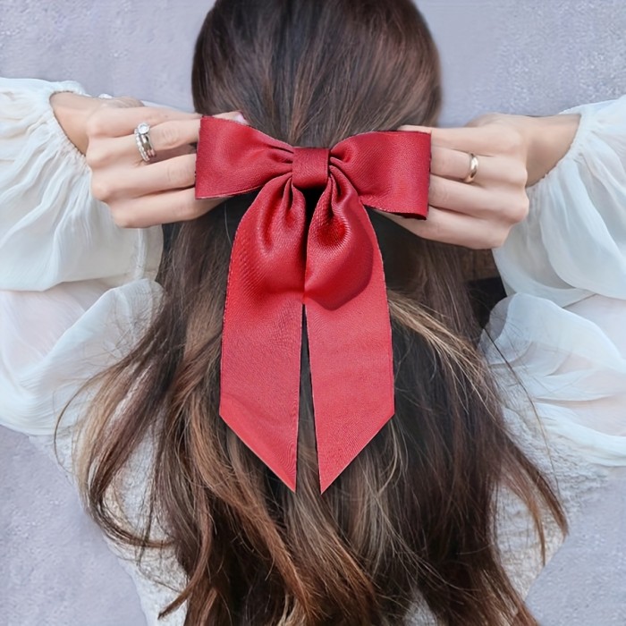 Bow Hairpin Simple Streamer Hair Clip Solid Color Simple Stye Hair Accessories