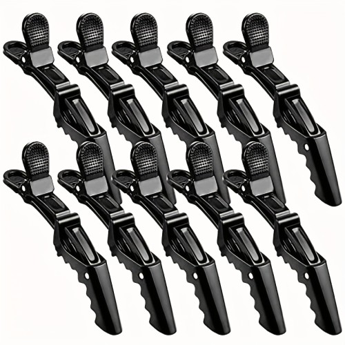 10pcs Non-Slip Alligator Hair Clips for Professional Hair Styling and Sectioning - Black