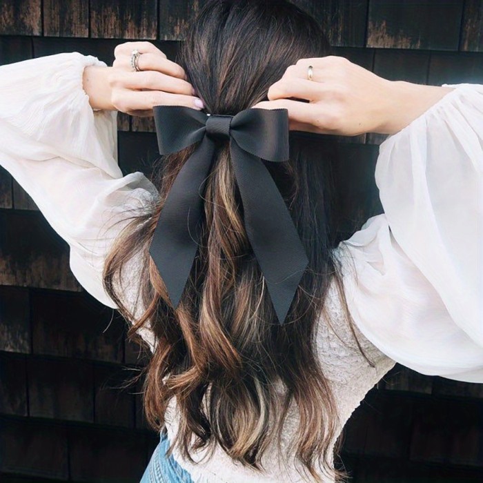 Bow Hairpin Simple Streamer Hair Clip Solid Color Simple Stye Hair Accessories