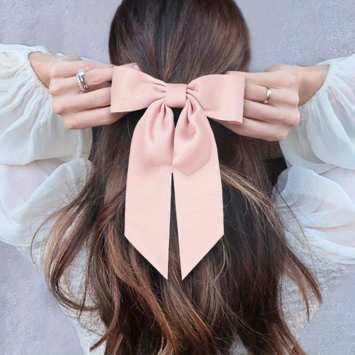 Bow Hairpin Simple Streamer Hair Clip Solid Color Simple Stye Hair Accessories