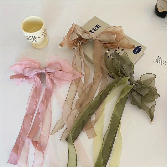 3PCS artificial pearl multi-layer bow hair accessories creative design exquisite gifts INS French trend leisure commuter party street party holiday wear to send friends family gifts (opp bag)