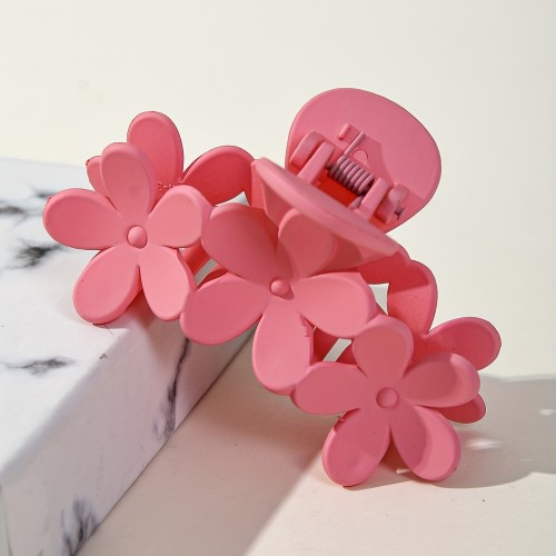 Simple Flower Hairclip Female Hair Claw Ponytail Hair Clip Solid Color Plastic Hair Claw Bohemian Style Hair Accessory