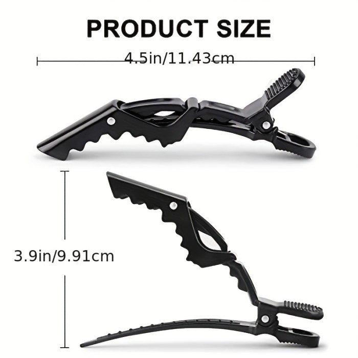 10pcs Non-Slip Alligator Hair Clips for Professional Hair Styling and Sectioning - Black