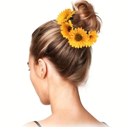 Boho Simulation Sunflower Hair Tie For Women   Sweet Hair Rope Elastic Hair Accessories For Ponytail Bun Holder