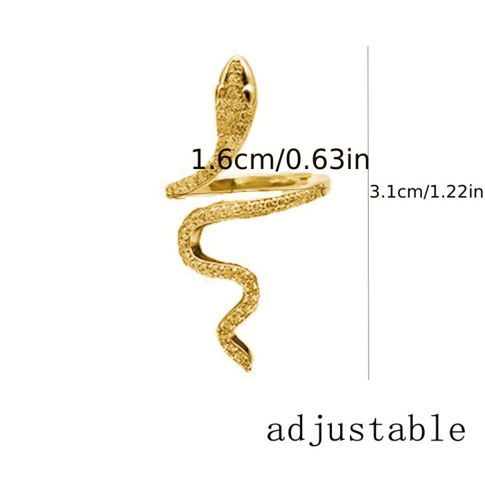 1pc Chic Wrap Ring Trendy Snake Design Paved Shining Rhinestone Golden Or Silvery Make Your Call Match Daily Outfits Party Accessory