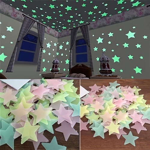 100pcs, Luminous Star Stickers, Wall Stickers For Bedroom, Living Room, Bedroom Ceiling Decor