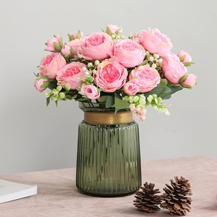 1pc Artificial Flowers, Silk Peony Flowers Stem, DIY Fake Plant Stem, Wedding Office Party Home
