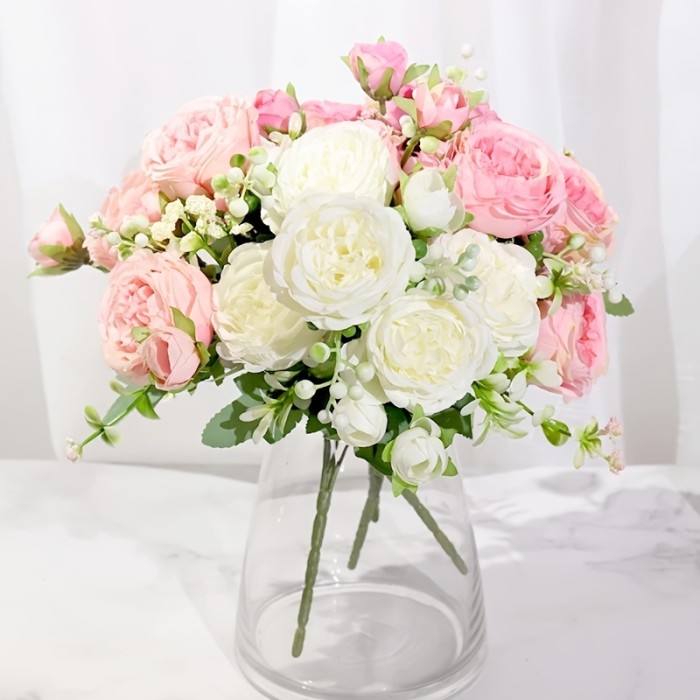 1pc Artificial Flowers, Silk Peony Flowers Stem, DIY Fake Plant Stem, Wedding Office Party Home