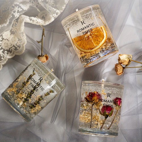 Jelly Scented Candles Real Flower Essential Oil Incense Candle Soothing Fragrance Cup 7.4 Oz Burning 50 Hours Floral Home Decorative Choice