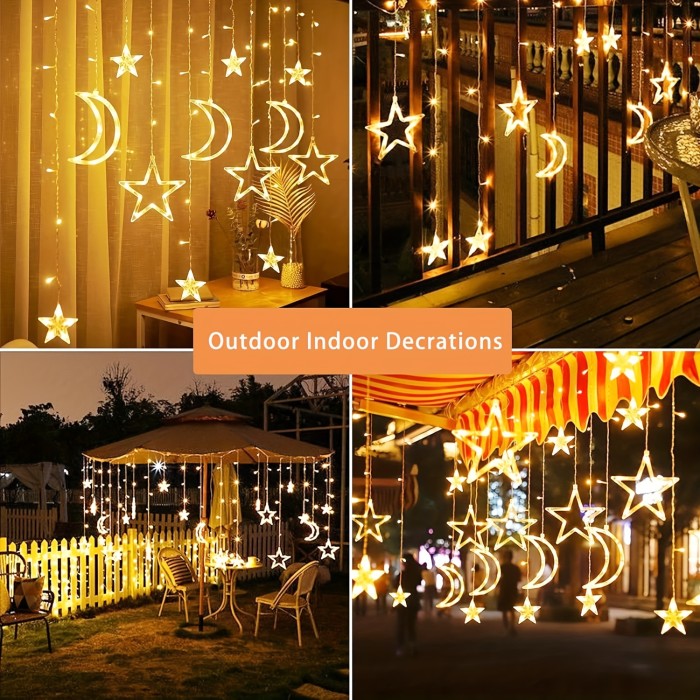 138LED Solar Curtain Lights - Outdoor Light Strings with USB Rechargeable, 8 Lighting Modes, Timer, Remote, Twinkle Fairy Lights for Patio, Gazebo, Ramadan, Porch, Window, Backyard, Tent