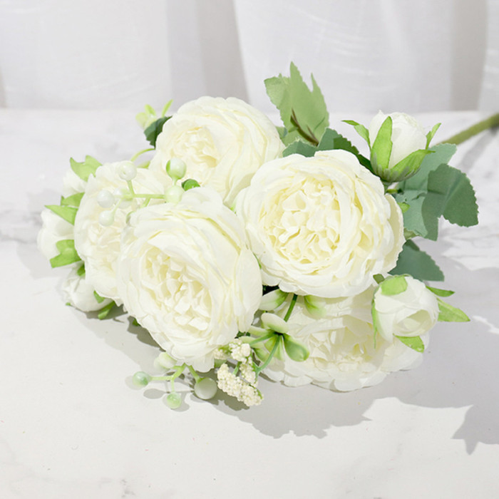 1pc Artificial Flowers, Silk Peony Flowers Stem, DIY Fake Plant Stem, Wedding Office Party Home