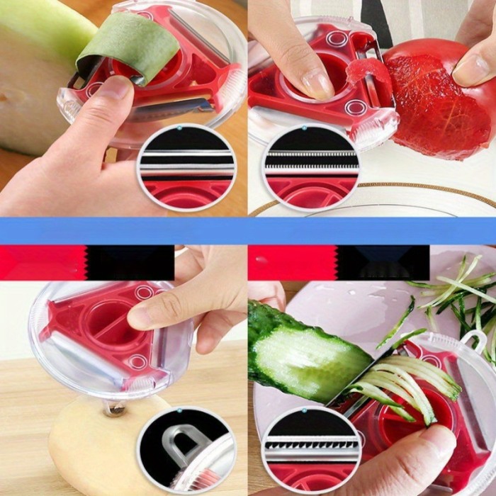3-in-1 Peeler Kitchen Multifunctional Fruit and Vegetable Shredder Peeler Potato Shredder Cutter Vegetable Cutter Peeler Grater Three-piece Set Essential for RV Kitchen Camping