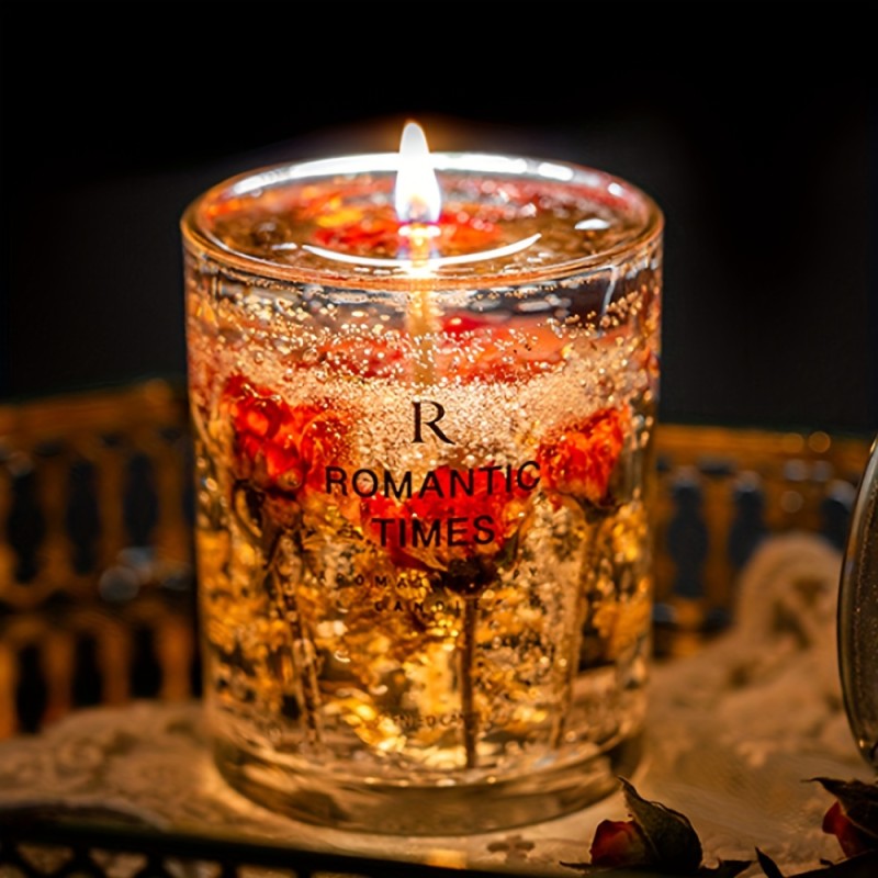 Jelly Scented Candles Real Flower Essential Oil Incense Candle Soothing Fragrance Cup 7.4 Oz Burning 50 Hours Floral Home Decorative Choice
