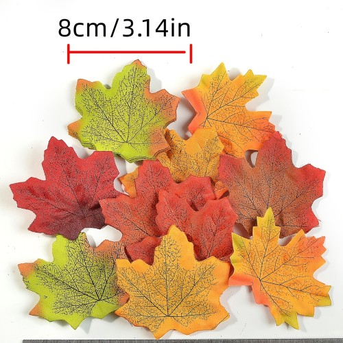 100pcs Artificial Maple Leaves Fake Leaf, Multicolored Mixed Autumn Decoration For Art Craft DIY Applique, Halloween Thanksgiving Christmas Decor, Room Decor, Home Decor (3.14inch)