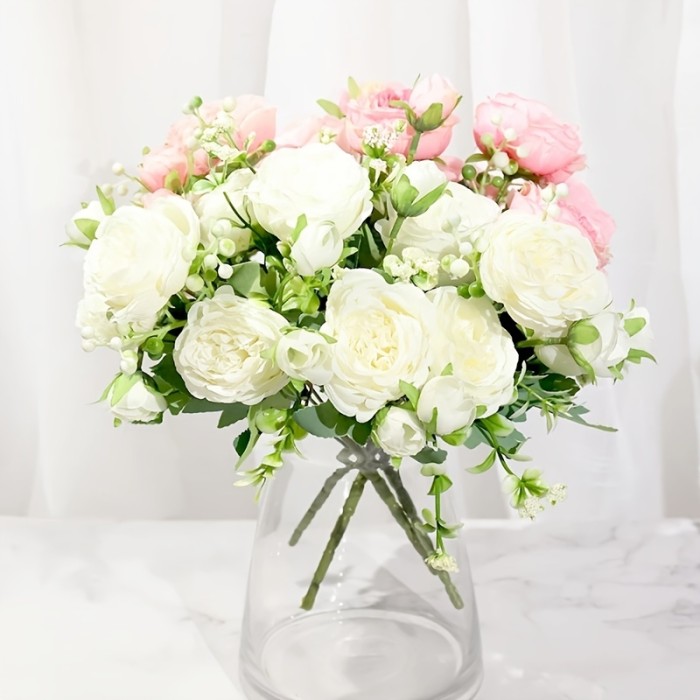 1pc Artificial Flowers, Silk Peony Flowers Stem, DIY Fake Plant Stem, Wedding Office Party Home