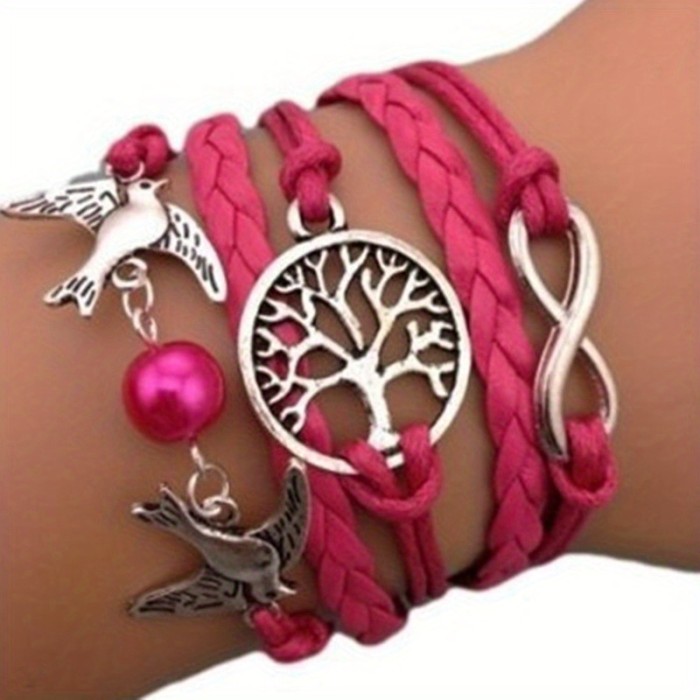 Owl Braided Bracelet Lovely Infinity Friendship Multilayer Charm Leather Bracelets