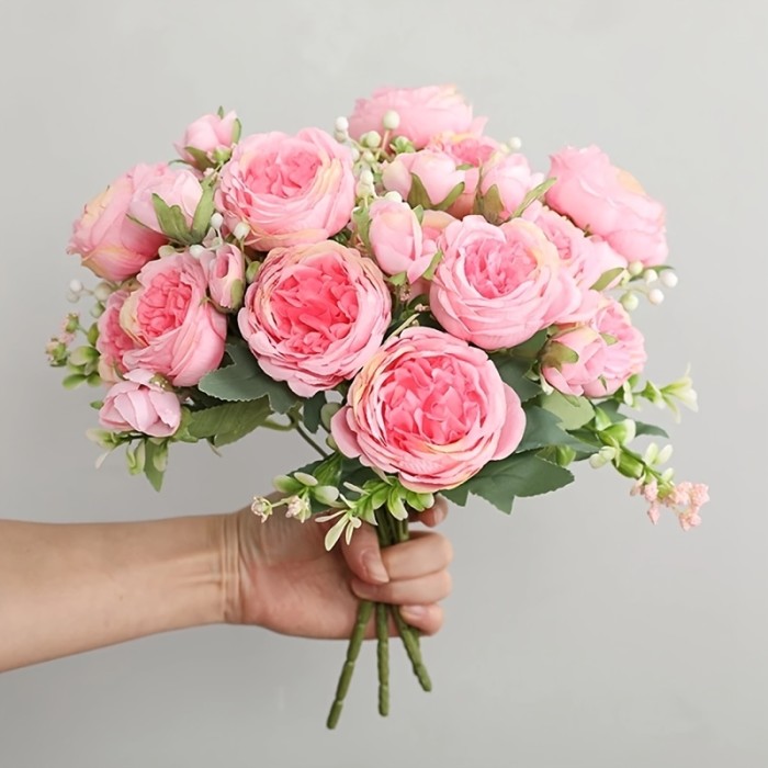 1pc Artificial Flowers, Silk Peony Flowers Stem, DIY Fake Plant Stem, Wedding Office Party Home