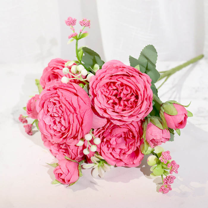 1pc Artificial Flowers, Silk Peony Flowers Stem, DIY Fake Plant Stem, Wedding Office Party Home