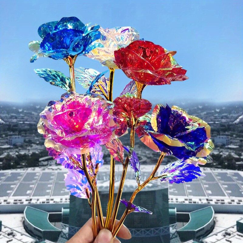 5pcs Colorful Rose Artificial Flower Gift - Perfect Valentine's Day Gift for Home Decor and Gifting