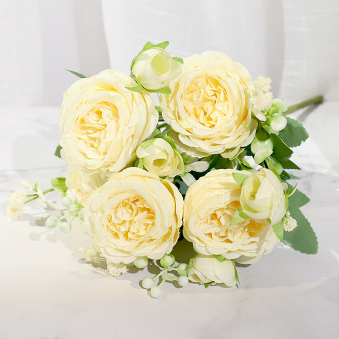 1pc Artificial Flowers, Silk Peony Flowers Stem, DIY Fake Plant Stem, Wedding Office Party Home