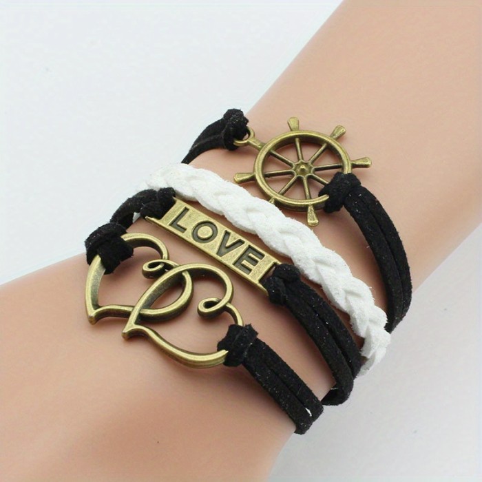 Owl Braided Bracelet Lovely Infinity Friendship Multilayer Charm Leather Bracelets