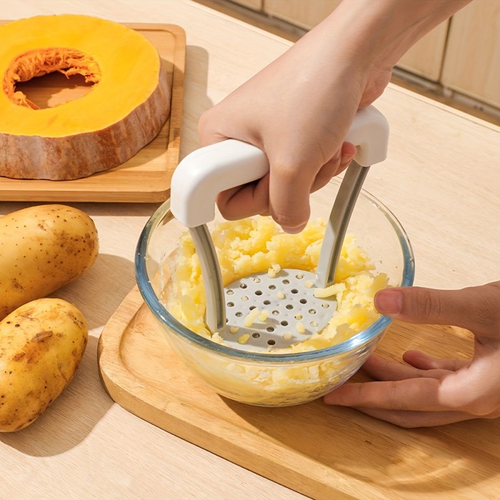 1pc, Potato Masher, Potato Masher, Kitchen Vegetable Masher With Handle, Manual Fruit Masher, Potato Ricer, Potato Press, Vegetable Crusher, Kitchen Stuff, Kitchen Gadgets