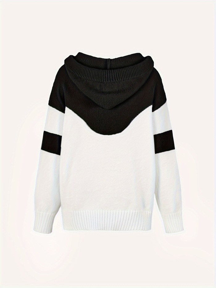 Vibrant Color Block Drawstring Hooded Sweater - Cozy Casual Long Sleeve Kangaroo Pocket Pullover with Soft Fabric, Relaxed Fit, and Versatile Style - Women's Comfortable Clothing for Daily Wear