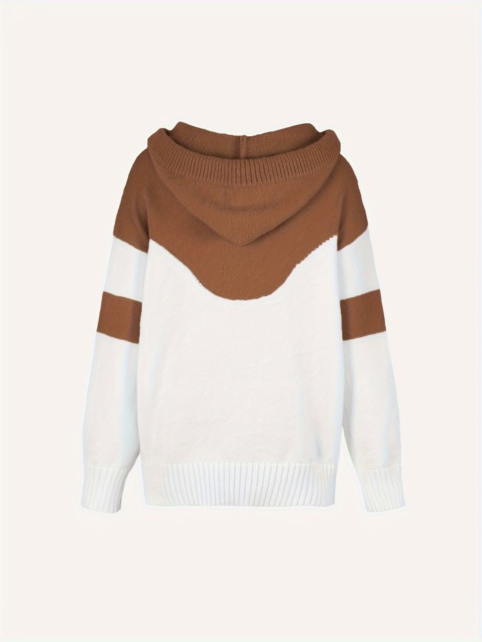 Vibrant Color Block Drawstring Hooded Sweater - Cozy Casual Long Sleeve Kangaroo Pocket Pullover with Soft Fabric, Relaxed Fit, and Versatile Style - Women's Comfortable Clothing for Daily Wear
