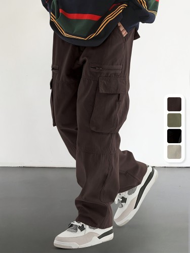 Comfortable Relaxed Fit Men's Casual Drawstring Overalls - Multi-Pocket Design with Stylish Flap Pockets, Perfect for Outdoor Activities and Daily Wear - Soft, Breathable, and Fashionable