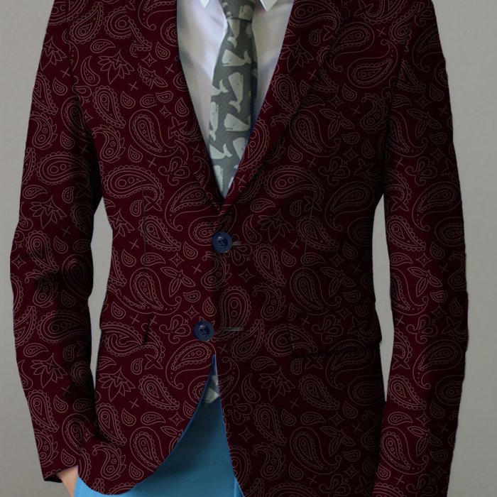 Men's Slim Fit Fashion Long Sleeves Blazer With Cartoon Pattern Print, Casual Four Seasons Suit Jacket With Notch Lapel
