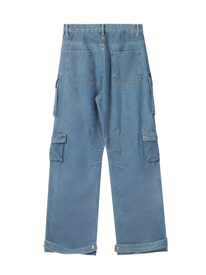 Mens Fashion-Forward Wide Leg Pants - Stylish Multi Pocket Design, Loose Fit for Comfort, Durable Outdoor Wear, Work to K-pop Style
