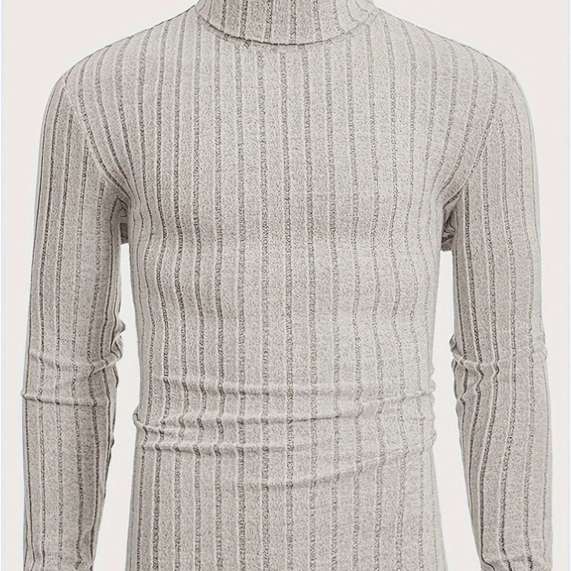 Stylish Men's Knitted Pullover Sweater - Casual Breathable Long Sleeve Turtle Neck for Spring and Fall