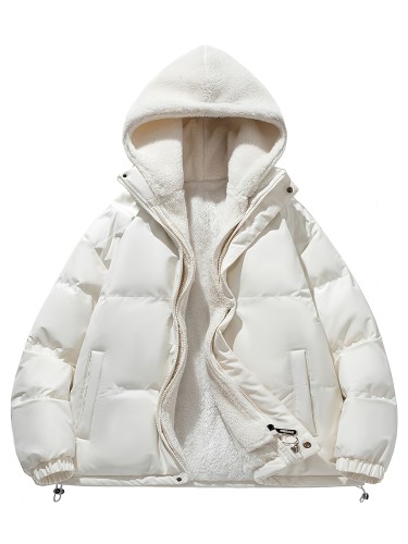 Ultra-Soft Unisex Fleece Hooded Winter Jacket - Stylish Casual Coat for Couples, All-Weather Warmth, Perfect for Fall and Winter