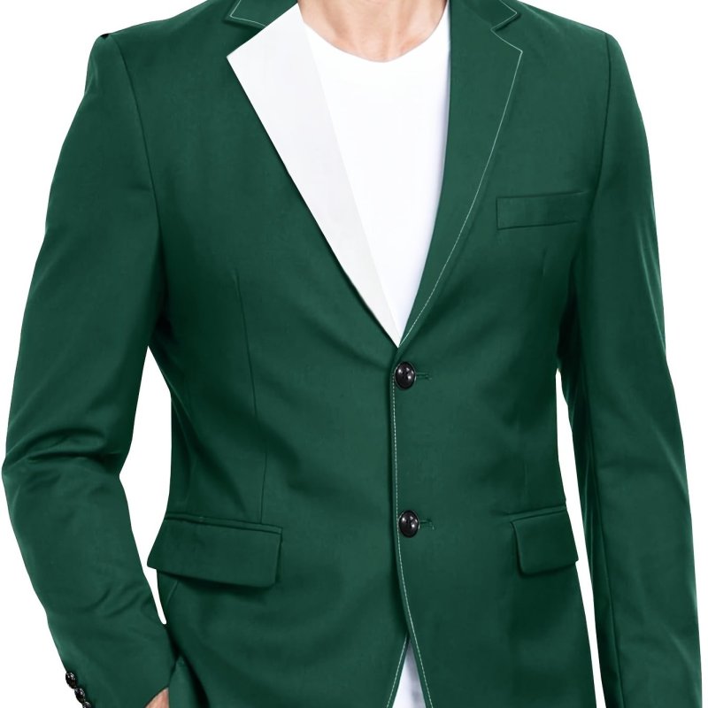 Men's Fashion Slim Fit Blazer With Contrast Color Notch Lapel For Fall\u002FWinter