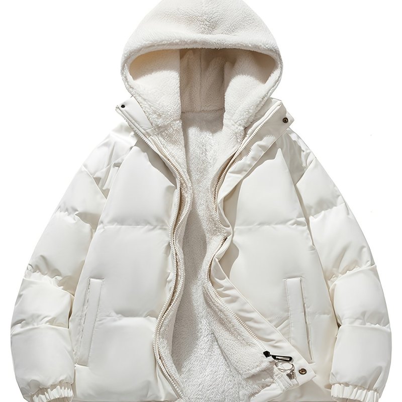 Ultra-Soft Unisex Fleece Hooded Winter Jacket - Stylish Casual Coat for Couples, All-Weather Warmth, Perfect for Fall and Winter