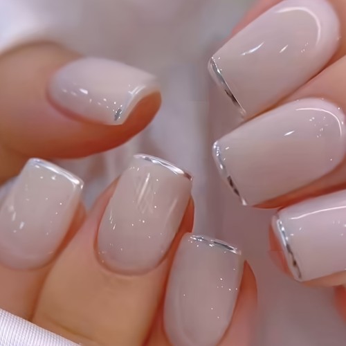 24pcs Chic Pink Glitter French Tip Press-On Nails Set - Short Square Shape, Glossy Finish, Easy to Apply, Long-Lasting, Salon-Quality, Perfect for Everyday Elegance and Special Occasions