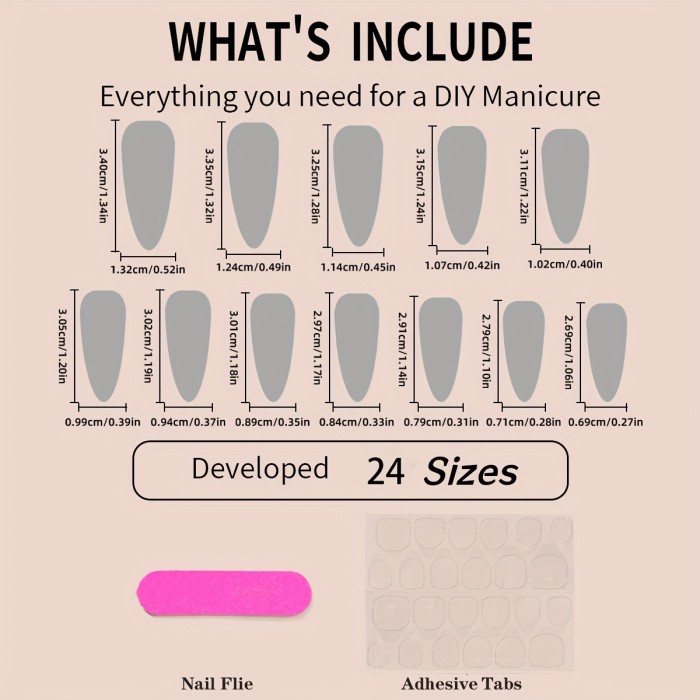 24pcs Chic Gradient Press-On Nails Set - Long Almond Shape, Glossy Finish, Mixed Colors - Perfect for Hands & Feet Care