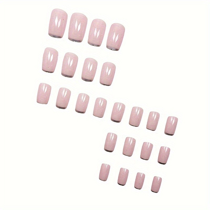 24pcs Chic Pink Glitter French Tip Press-On Nails Set - Short Square Shape, Glossy Finish, Easy to Apply, Long-Lasting, Salon-Quality, Perfect for Everyday Elegance and Special Occasions