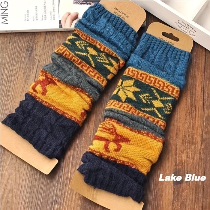 1 Pair of Cozy Fawn Snowflake Twist Knee High Knitted Socks - Warm Leg Warmers, Wool Stacking Socks, Comfortable Foot Covers, Perfect Gifts for Girlfriend Women - Autumn and Winter Season Essentials