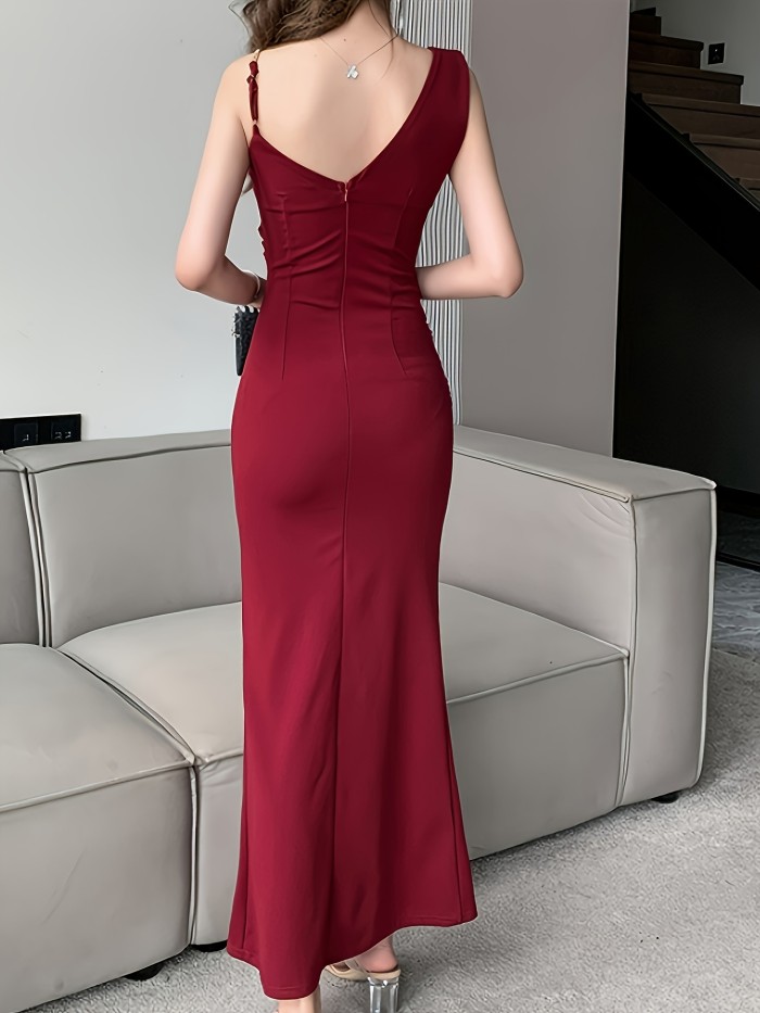 Women'S Elegant One-Shoulder Ruffle Dress