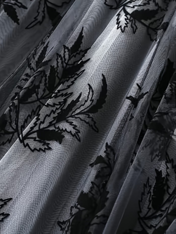 Flirty Plant Print Tiered Mesh Skirt - Elastic Waist, Ruffle Hem Midi Style - Perfect for Trendsetting Women