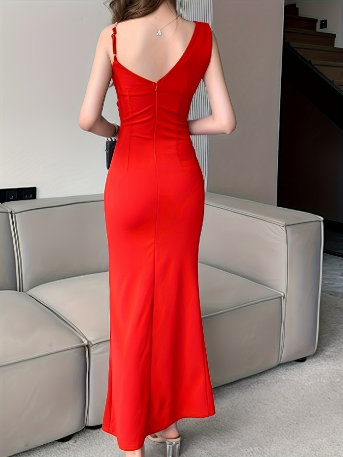 Women'S Elegant One-Shoulder Ruffle Dress